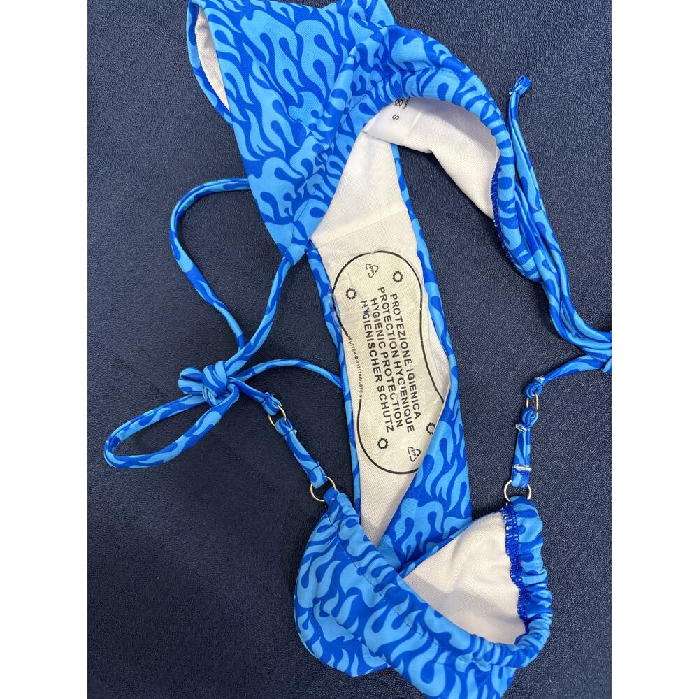 Blue halter strings two piece swimsuit women’s size small strap tie new - Picture 10 of 10